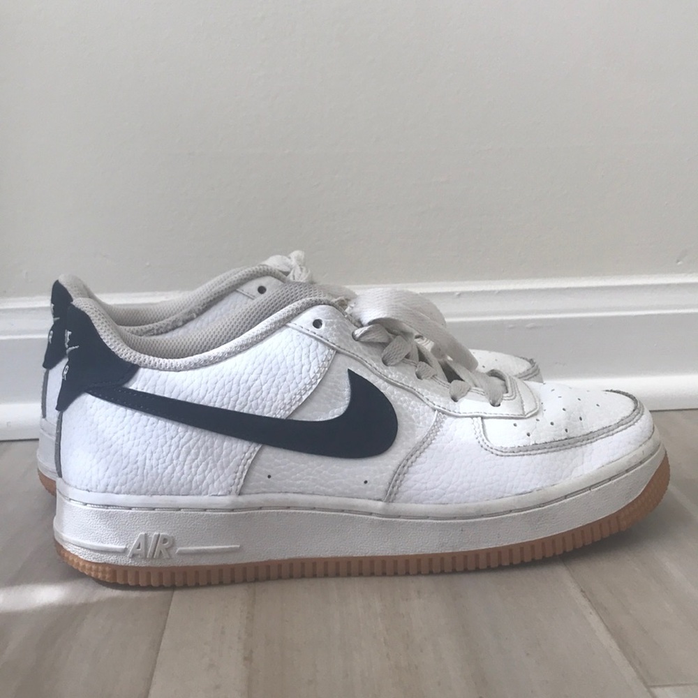 Nike Air Force ones AF1s navy swoosh gum sole 7